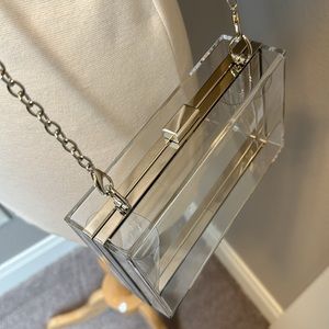 Clear hard shell crossbody bag purse handbag silver concert venue compliant